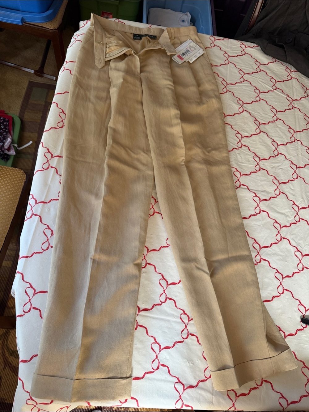 NWT Lauren Ralph Lauren Women's Tan Trousers, beautiful fabric, from my closet